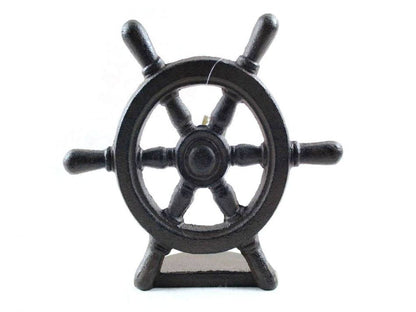 Cast Iron Ship Wheel Door Stopper 9""    Home Decor Supply | Online Retail | ShoreShopper.com