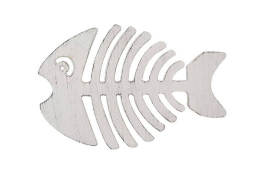Rustic Whitewashed Cast Iron Fish Bone Trivet 11""    Home Decor Supply | Online Retail | ShoreShopper.com