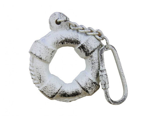 Rustic Whitewashed Cast Iron Lifering Key Chain 5""    Home Decor Supply | Online Retail | ShoreShopper.com
