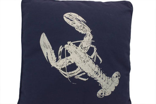Navy Blue and White Lobster Pillow 16""    Home Decor Supply | Online Retail | ShoreShopper.com