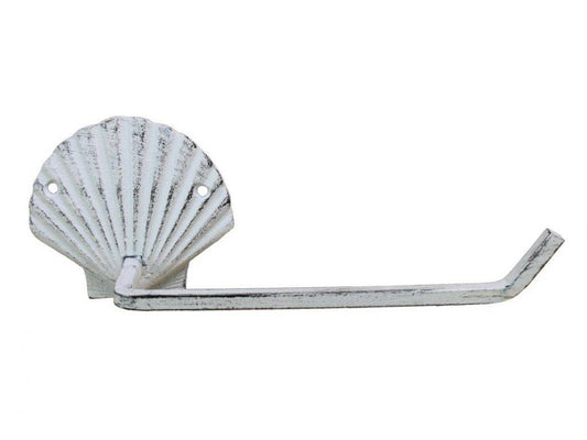 Whitewashed Cast Iron Shell Hand Towel Holder 10""    Home Decor Supply | Online Retail | ShoreShopper.com