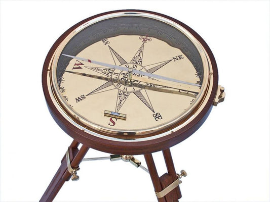 Decorative Wooden Brass Compass Table 23""    Home Decor Supply | Online Retail | ShoreShopper.com