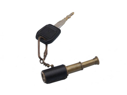 Antique Brass with Leather Spyglass Key Chain 6""    Home Decor Supply | Online Retail | ShoreShopper.com