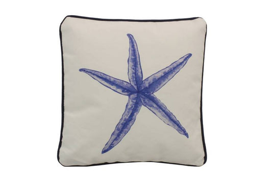 Blue and White Starfish Decorative Throw Pillow 10""    Home Decor Supply | Online Retail | ShoreShopper.com