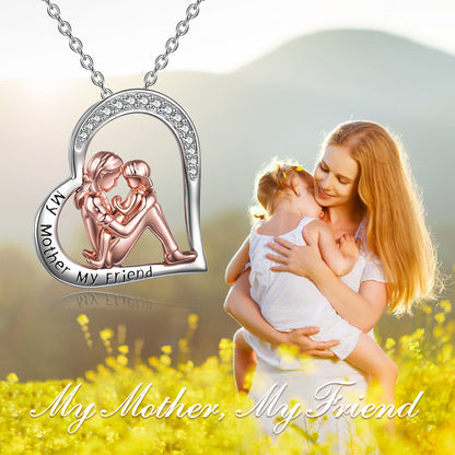 Mother Daughter Necklace 925 Sterling Silver Engraved My Mother My Friend Jewelry Mothers Day Birthday Gifts for Mom from Daughter - ShoreCo.Shop