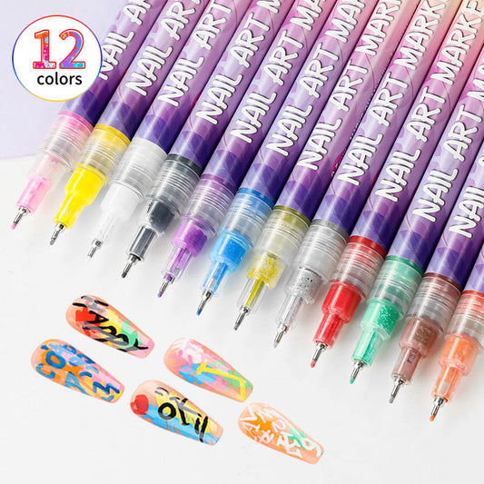 Nail Art Graffiti Pen 12 Colors Acrylic Paint Painted    Home Decor Supply | Online Retail | ShoreShopper.com