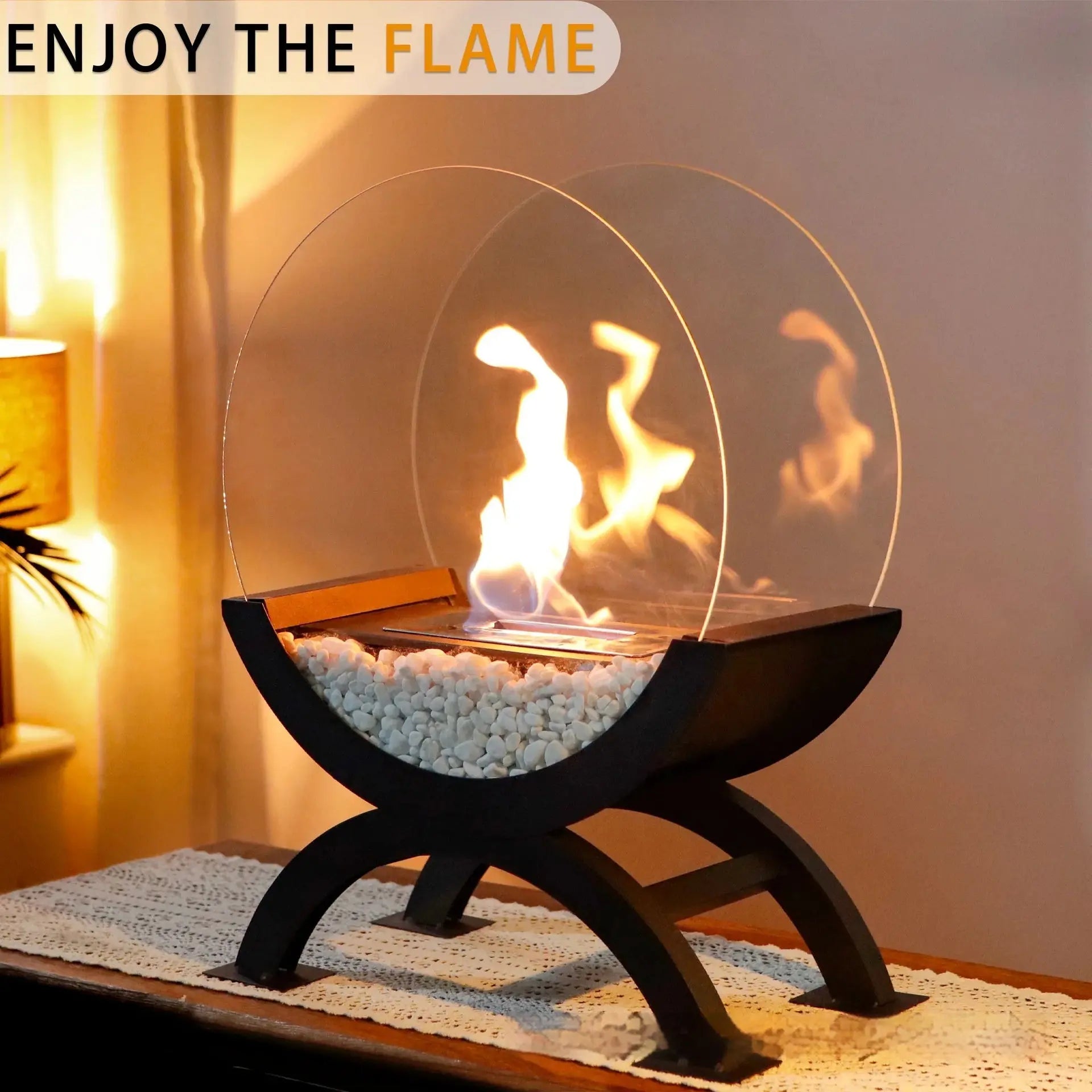 Black Arch Semicircle Fireplace Lamp for Home Heating - ShoreCo.Shop