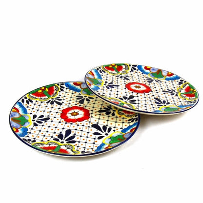 Dinner Plates 11.8in - Dots and Flowers, Set of Two - Encantada    Home Decor Supply | Online Retail | ShoreShopper.com