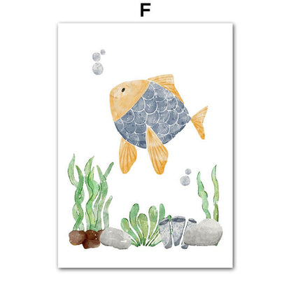 Sea Turtle, Seahorse, Whale, Starfish, Fish, Art Canvas, Nordic Art Poster    Home Decor Supply | Online Retail | ShoreShopper.com
