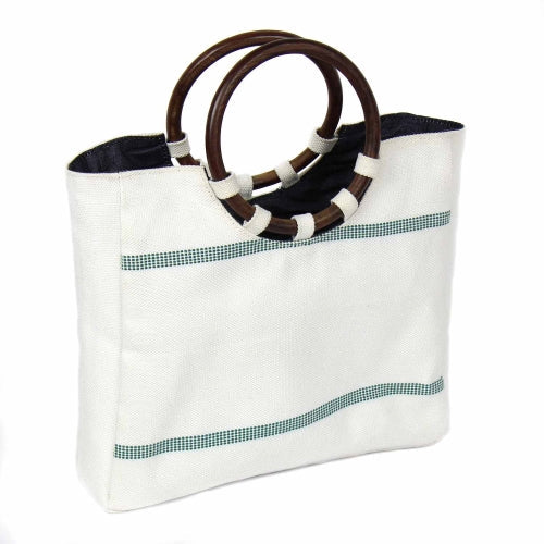 Firehose Wood Handled White Bag    Home Decor Supply | Online Retail | ShoreShopper.com