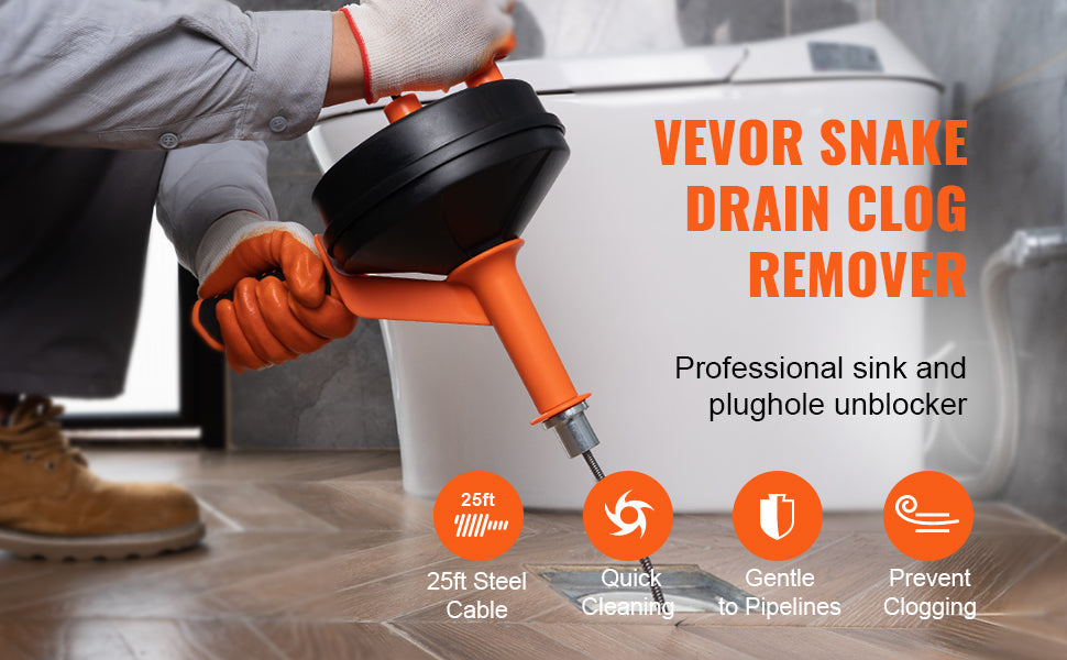 SucceBuy Drain Auger 25Ft Manual-feeding Plumbing Snake w/ Drill Attachment Drain Clog Remover Toilet Sewer Pipe Dredge for Home    Home Decor Supply | Online Retail | ShoreShopper.com