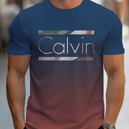 Summer Men'S 3D Digital Printing, Cool Gradual Change: "Calvin" Printed T-Shirt, Casual And Comfortable Versatile Men'S Round Neck Short Sleeves, Suitable for Daily And Sports Wear    Home Decor Supply | Online Retail | ShoreShopper.com