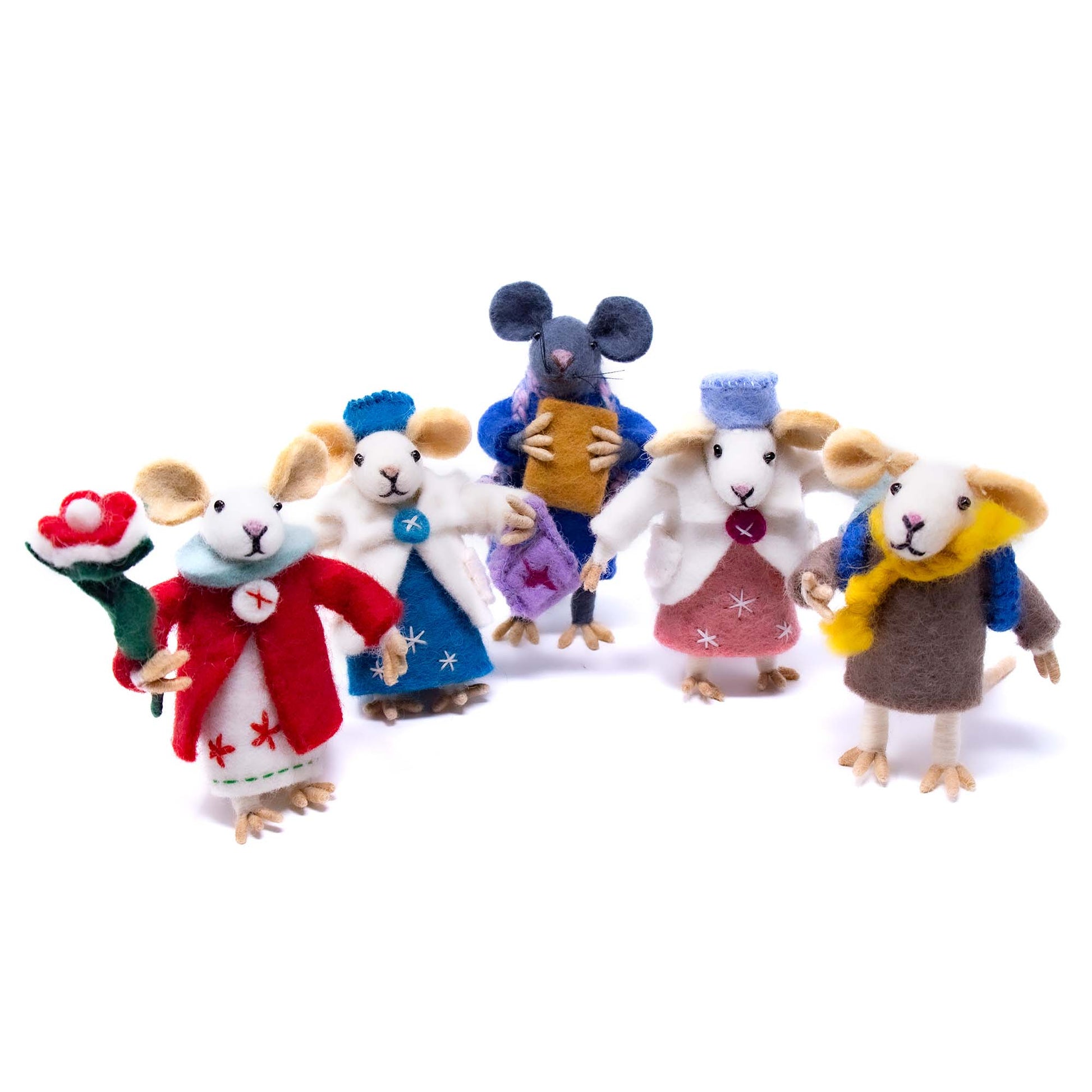 Family of Mice Handmade Fel Collectibles, Set of Five    Home Decor Supply | Online Retail | ShoreShopper.com
