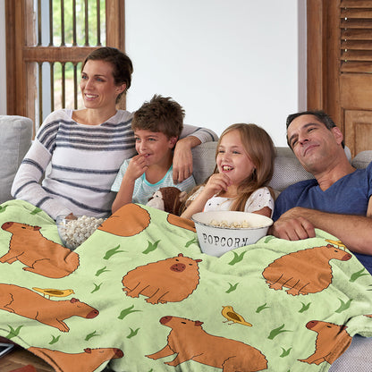 1 Pce Of Flannel Bird And Capybara Combined Pattern Soft And Fluffy Multifunctional Outdoor Beach Camping Living Room Sofa Office Nap Printed Blanket    Home Decor Supply | Online Retail | ShoreShopper.com
