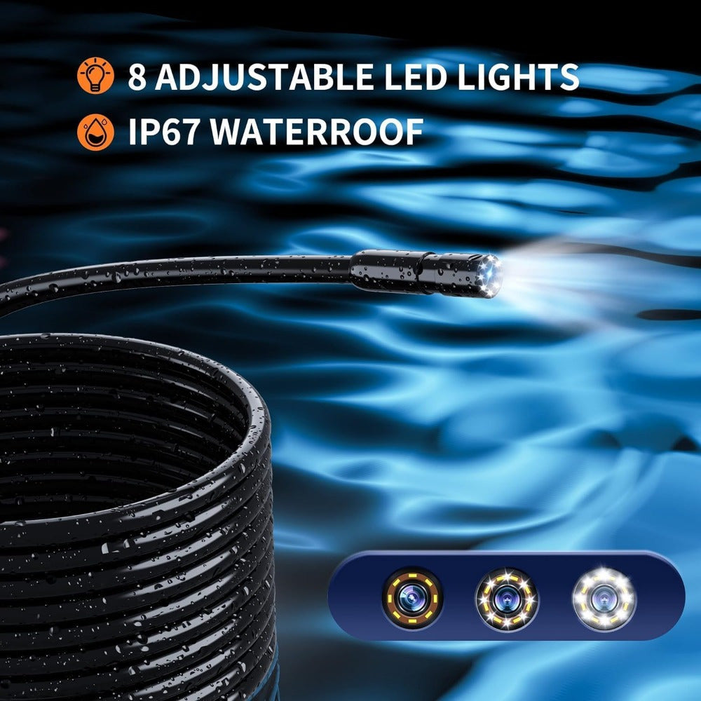 Endoscope Rechargeable Wire Cam w/ 8 LED Light 4.3" Screen 1080PHD 16ft.    Home Decor Supply | Online Retail | ShoreShopper.com