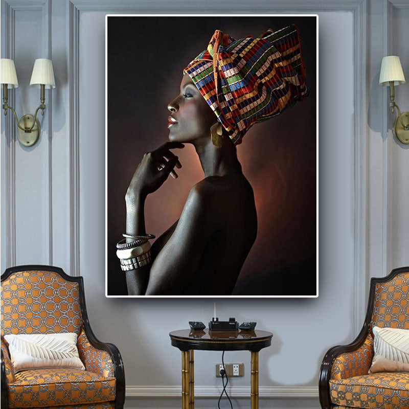 African Art Black Girl Silver Jewelry Canvas Painting Art Poster    Home Decor Supply | Online Retail | ShoreShopper.com