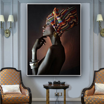 African Art Black Girl Silver Jewelry Canvas Painting Art Poster    Home Decor Supply | Online Retail | ShoreShopper.com