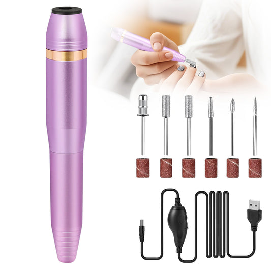 Portable Electric Nail Drill, Professional Nail File Kit For Acrylic Acid, Gel Nail, Nail Trimming With Nail Drill, Pedicure Abrasive Belt, Rose Gold - ShoreCo.Shop