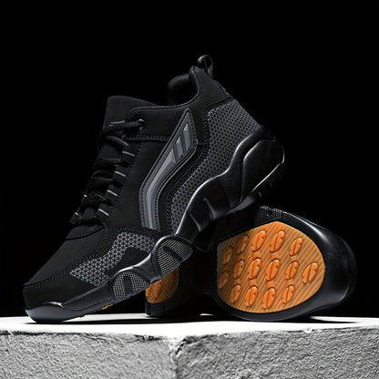 Men'S Lace-Up Sneakers - Thick Cushioned Platform Shoes with Non-Slip Rubber Sole, Low-Top Lace-Up Design in Black/White/Orange Accents - All-Season Walking Shoes for Everyday, Office, Formal Events - Durable Casual Footwear    Home Decor Supply | Online Retail | ShoreShopper.com