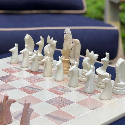 Hand Carved Soapstone Animal Chess Set - 15" Board - Smolart    Home Decor Supply | Online Retail | ShoreShopper.com