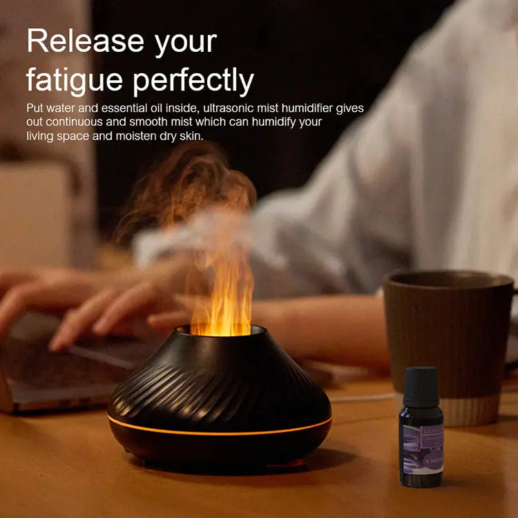 RGB Flame Aroma Diffuser & Volcanic Humidifier - 130ml Essential Oil Mist Maker - ShoreCo.Shop