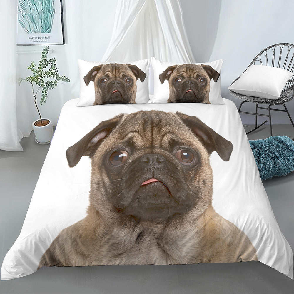 3D Digital Printing Three-piece Sanding Kit Pug Cartoon    Home Decor Supply | Online Retail | ShoreShopper.com