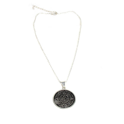 Alpaca Silver Aztec Calendar Pendant with Chain    Home Decor Supply | Online Retail | ShoreShopper.com