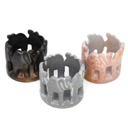 Circle of Elephants Soapstone Sculpture, 3 to 3.5-inch - Light Natural Stone    Home Decor Supply | Online Retail | ShoreShopper.com