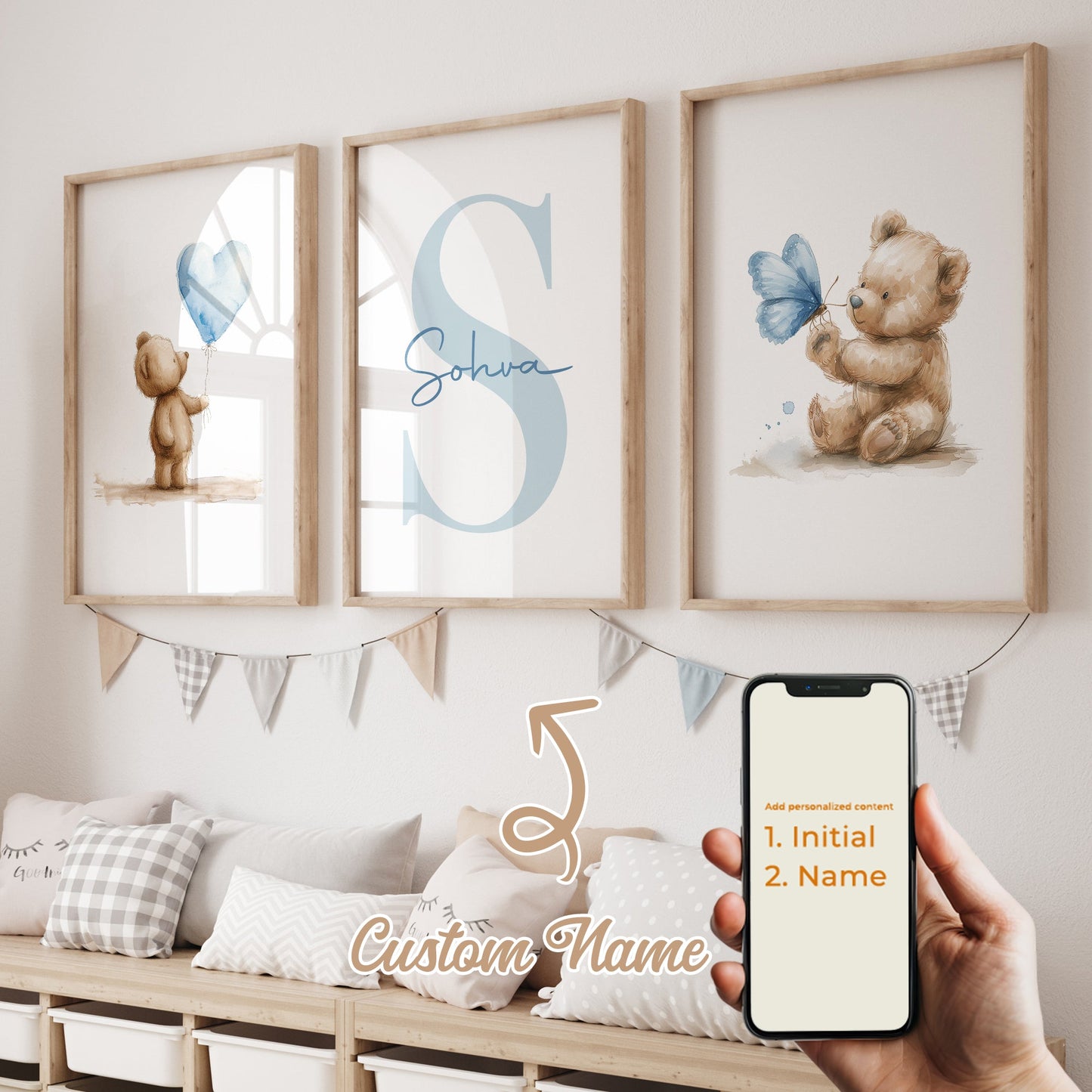 Cute Watercolor Little Bear Cartoon Art Canvas Painting    Home Decor Supply | Online Retail | ShoreShopper.com