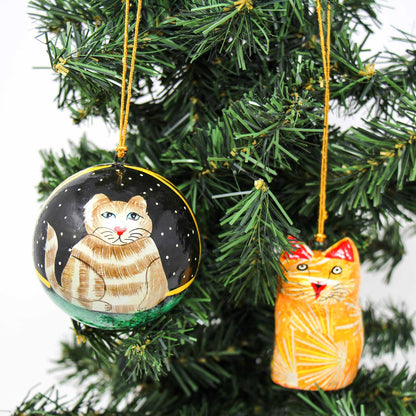 Handpainted Cat Ornaments, Set of 2    Home Decor Supply | Online Retail | ShoreShopper.com