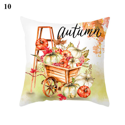 Maple Pumpkin Print Thanksgiving Peach Skin Pillowcase    Home Decor Supply | Online Retail | ShoreShopper.com