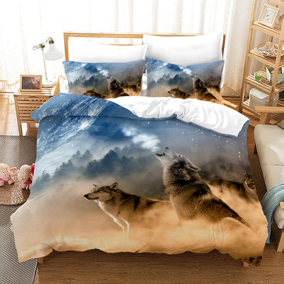 Bed Home Textile Wolf Digital Printed Three-piece Set    Home Decor Supply | Online Retail | ShoreShopper.com