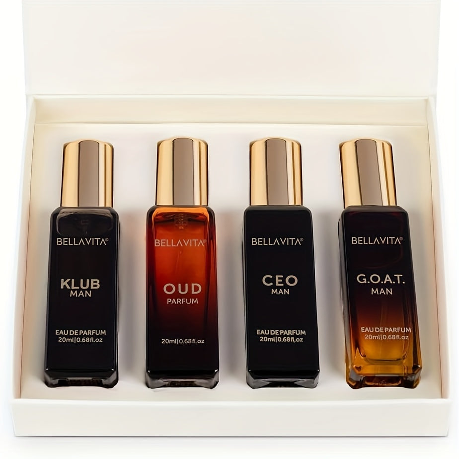 Bella Vita Luxury Long Lasting Perfume Gift Set for Man | 4x0.68oz | Gifts for Men | Woody, Citrusy, Oud, Premium Fragrance Scent | KLUB, OUD, CEO, G.O.A.T    Home Decor Supply | Online Retail | ShoreShopper.com