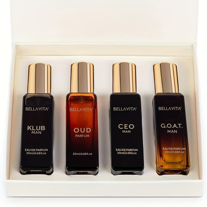 Bella Vita Luxury Long Lasting Perfume Gift Set for Man | 4x0.68oz | Gifts for Men | Woody, Citrusy, Oud, Premium Fragrance Scent | KLUB, OUD, CEO, G.O.A.T    Home Decor Supply | Online Retail | ShoreShopper.com
