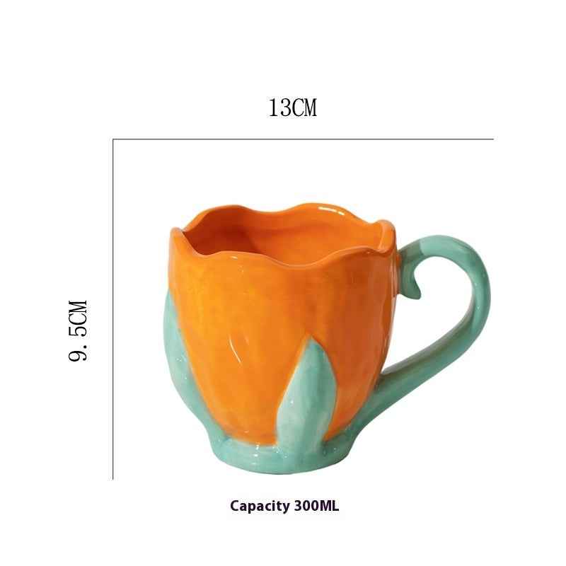 Three-dimensional Relief Tulip Ceramic Mug