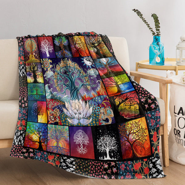 1 Pce Of Flannel With Various Lotus Tree Patterns, Soft And Fluffy, Multifunctional Outdoor Beach Camping, Living Room Sofa, Office Nap, Printed Blanket    Home Decor Supply | Online Retail | ShoreShopper.com