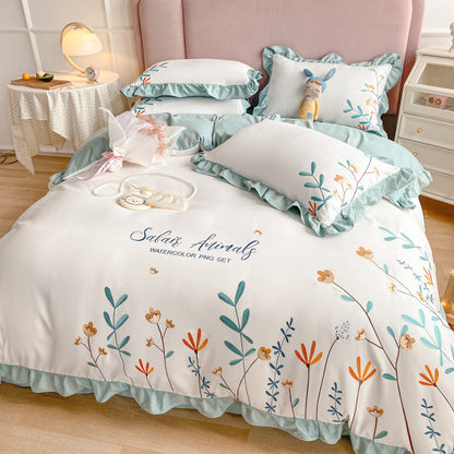 Four-piece Embroidered Quilt Cover For Washed Cotton Bed    Home Decor Supply | Online Retail | ShoreShopper.com