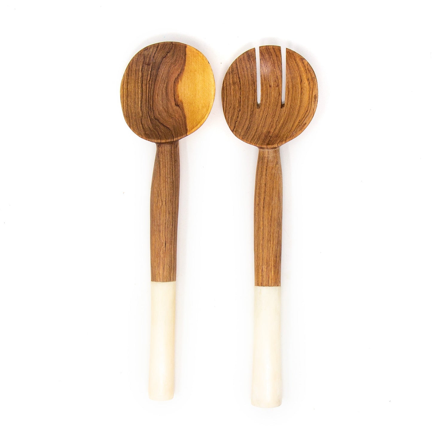 Olive Wood Salad Servers with White Bone    Home Decor Supply | Online Retail | ShoreShopper.com