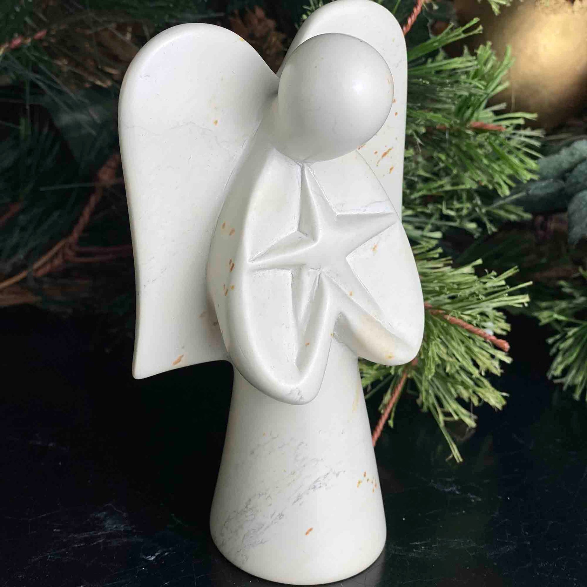 Angel Soapstone Sculpture Holding Star    Home Decor Supply | Online Retail | ShoreShopper.com