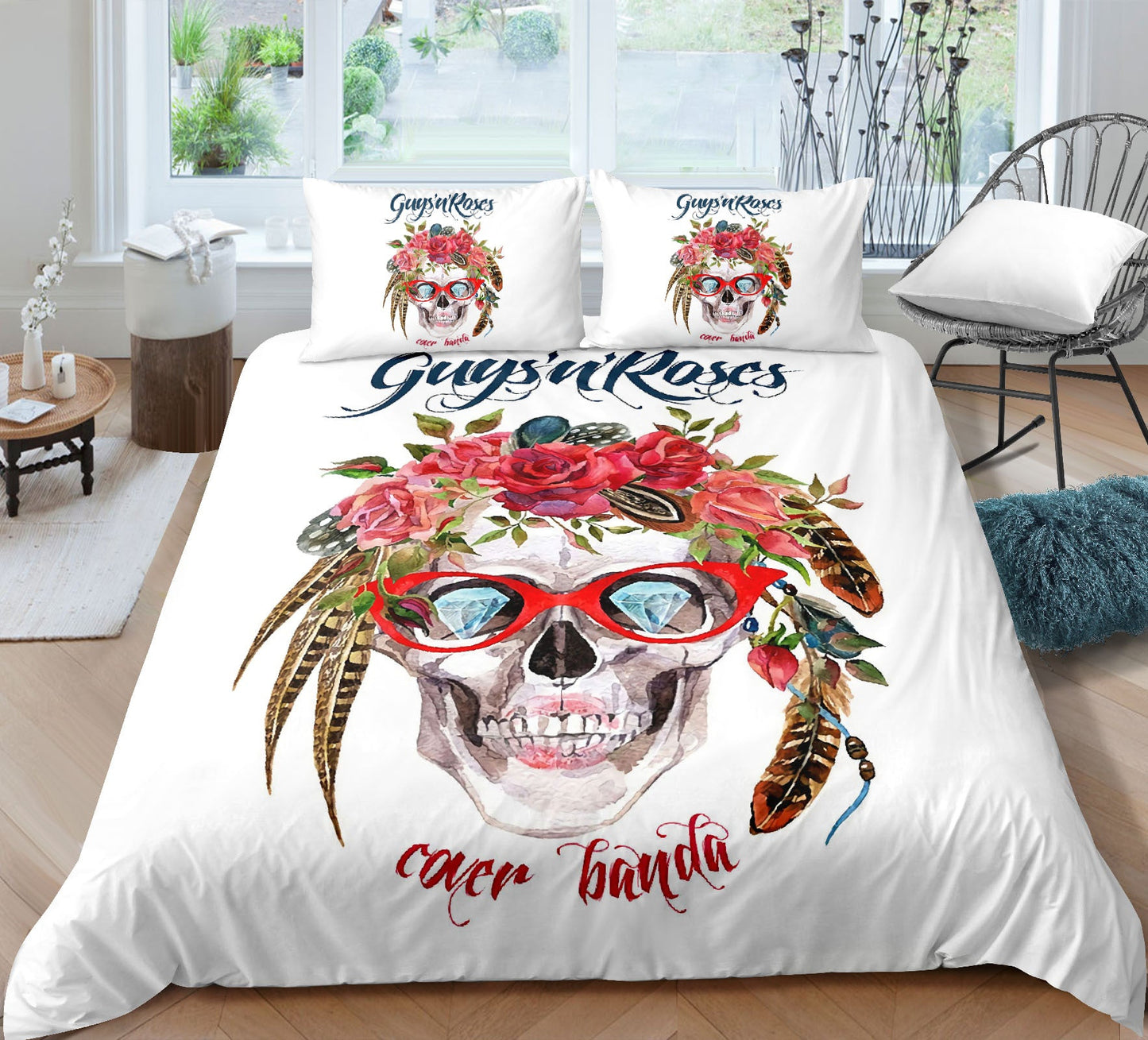 Fashion Skull 3D Digital Printing Skull Three-piece Set Bed Sheet Quilt Cover Pillowcase    Home Decor Supply | Online Retail | ShoreShopper.com