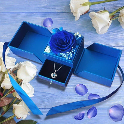 Preserved Real Rose | Perfect Eternal Flowers Rose Gifts with Necklace for Mom, Girlfriend for Mother'S Day, Valentine's, Anniversary, Thanksgiving, or Christmas | Blue Color, Metal Material    Home Decor Supply | Online Retail | ShoreShopper.com
