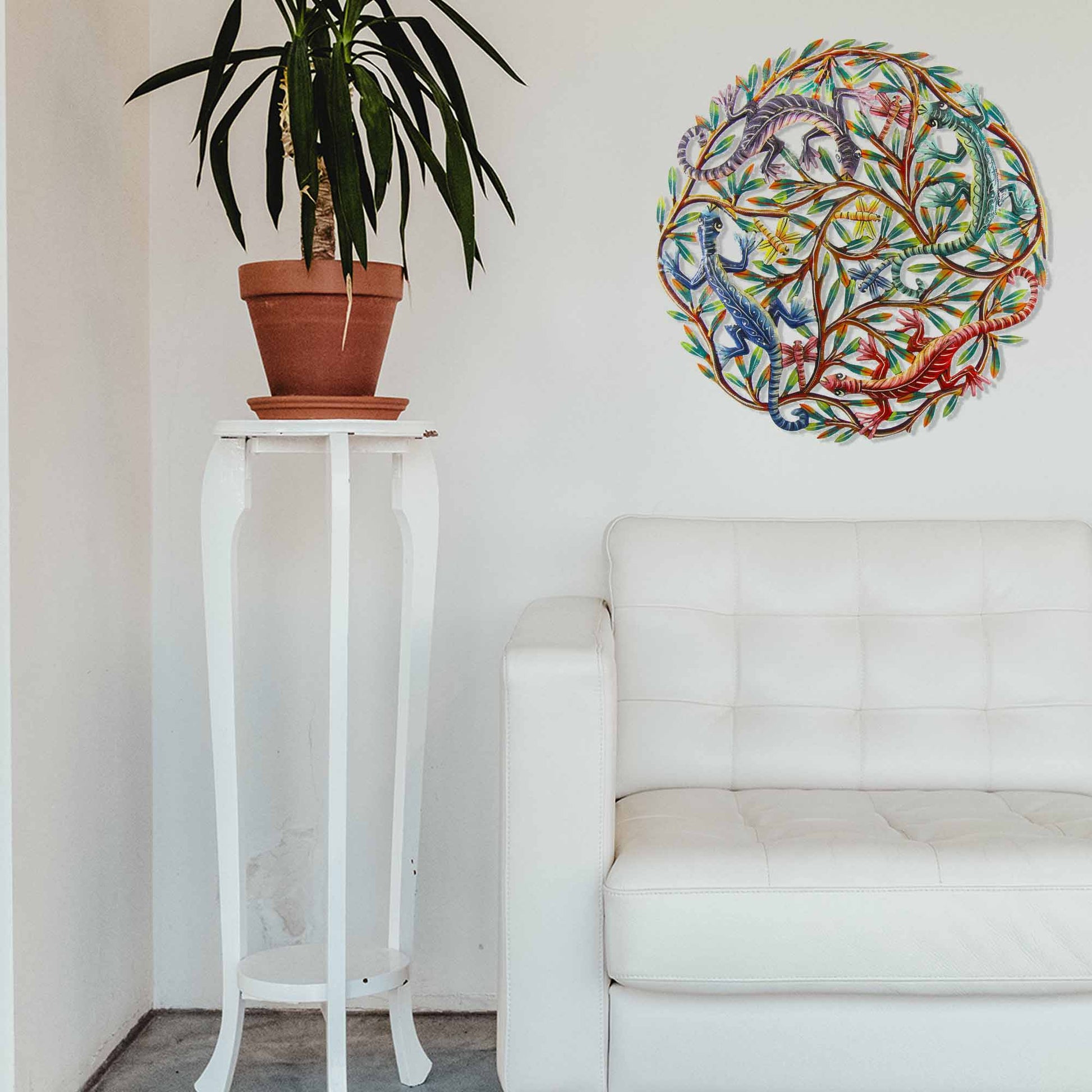 Four Geckos Painted Metal Wall Art - Croix des Bouquets    Home Decor Supply | Online Retail | ShoreShopper.com