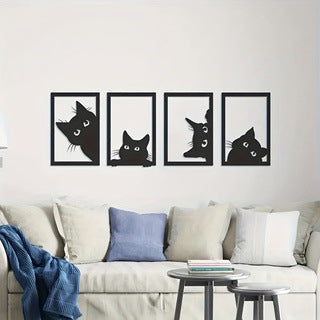 Black Cat Metal Wall Art Decoration Suit    Home Decor Supply | Online Retail | ShoreShopper.com