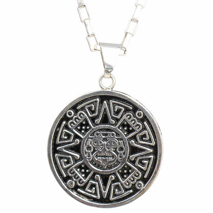 Alpaca Silver Aztec Face Pendant with Chain    Home Decor Supply | Online Retail | ShoreShopper.com