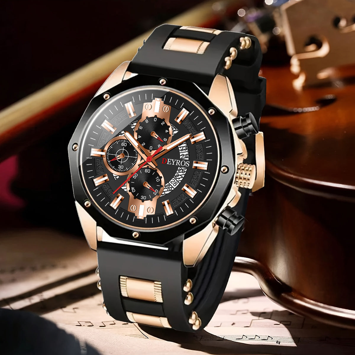 Men's Business Quartz Watch with Calendar | Durable Silicone Strap, Blue & Golden-Tone Business Casual Watch, Ideal Gift for Him    Home Decor Supply | Online Retail | ShoreShopper.com