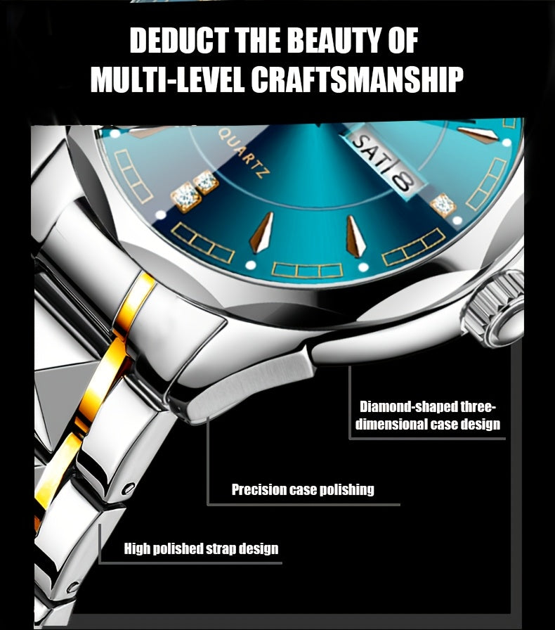 RUIGE Men's Watch Quartz Watch Luminous Stainless Steel Luxury Calendar Men's Chronograph Watch Timepiece Thanksgiving Day    Home Decor Supply | Online Retail | ShoreShopper.com