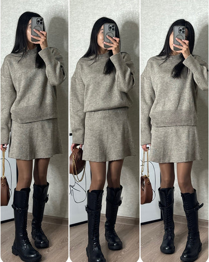 Sweater Skirt Sets For Women 2 Pieces Knit Casual Versatile Long Sleeve Pullover Elegant Solid High Waist Mini Skirt Outfit    Home Decor Supply | Online Retail | ShoreShopper.com