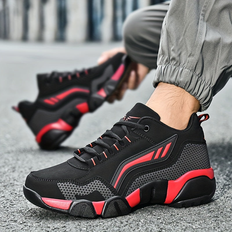 Men'S Lace-Up Sneakers - Thick Cushioned Platform Shoes with Non-Slip Rubber Sole, Low-Top Lace-Up Design in Black/White/Orange Accents - All-Season Walking Shoes for Everyday, Office, Formal Events - Durable Casual Footwear    Home Decor Supply | Online Retail | ShoreShopper.com