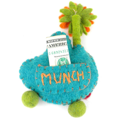 Hand Felted Blue Tooth Monster with Flower - Global Groove    Home Decor Supply | Online Retail | ShoreShopper.com