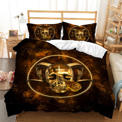 Digital Printing Halloween Crossbones Three Piece 3D Printing Quilt Cover    Home Decor Supply | Online Retail | ShoreShopper.com
